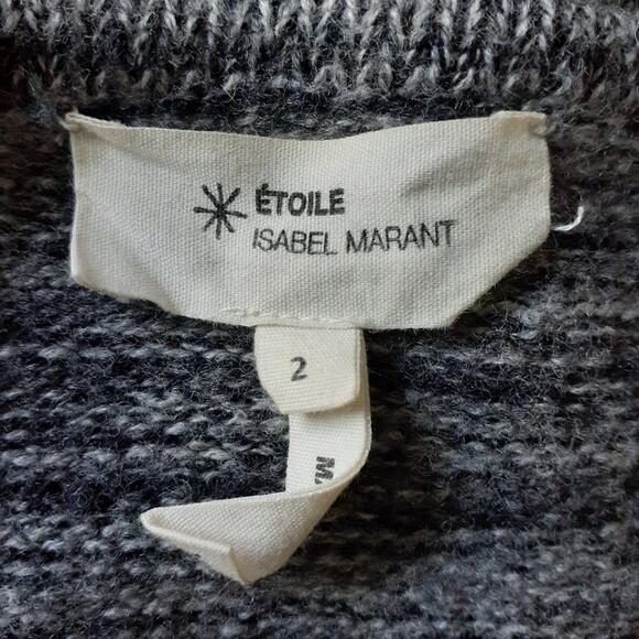 Isabel Marant Étoile Marled Black Gray Merino Wool Structured Cardigan Sweater - Picture 4 of 11